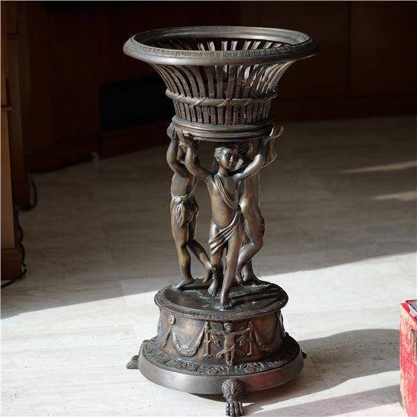 Late 19th Century French Bronze Cherub Footed Jardiniere