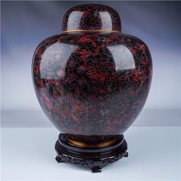 Cloisonne Lidded Vase with Stand