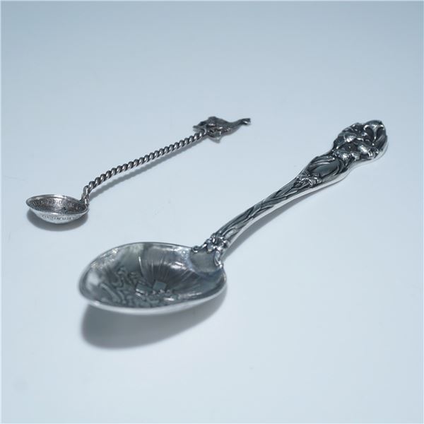 2pc Sterling Silver Figural Spoon and Souvenir Spoon