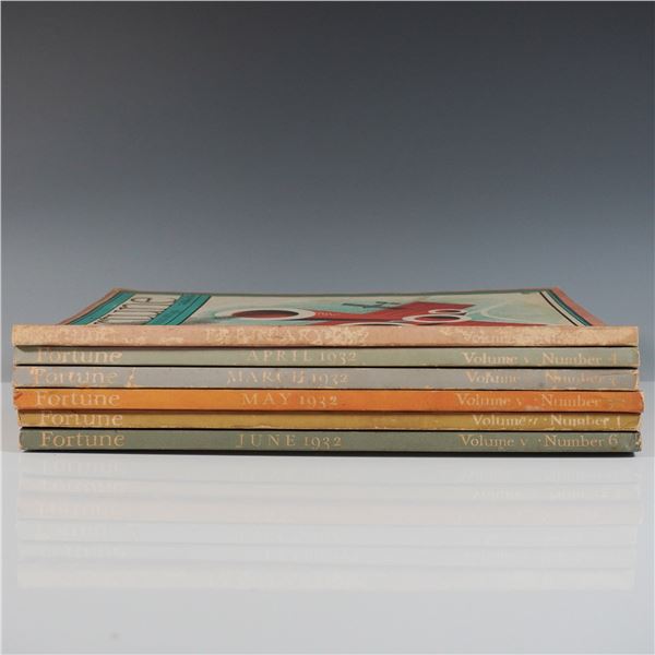 6pc Vintage Fortune Magazines, Issues from January to June of 1932