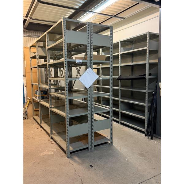 LOT DE 9 SECTIONS D'ÉTAGÈRES EN MÉTAL 36" X 17.75" X 87"