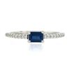Image 4 : NEW 14K White Gold 0.62 ctw Rectangular Step Cut Sapphire Solitaire & Diamond Ri