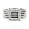 Image 4 : 14k White Gold 0.26 ctw Pave Diamond Square 5 Row Snake Link Wide Cigar Band Rin