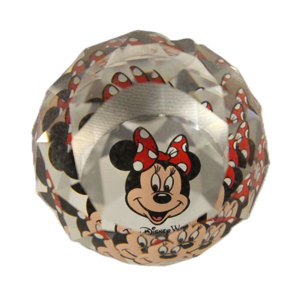 A Minnie Mouse Diamond Cut Swarovski Crystal Paperweight by Arribas.