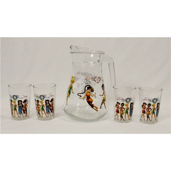 A Disney Fairies Pitcher and Glass set.