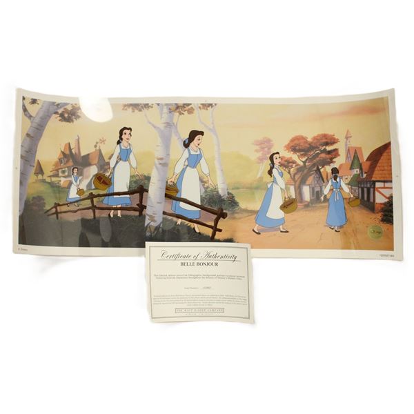 A Limited Edition "Belle Bonjour" Sericel with lithographic background from Beauty and the Beast.