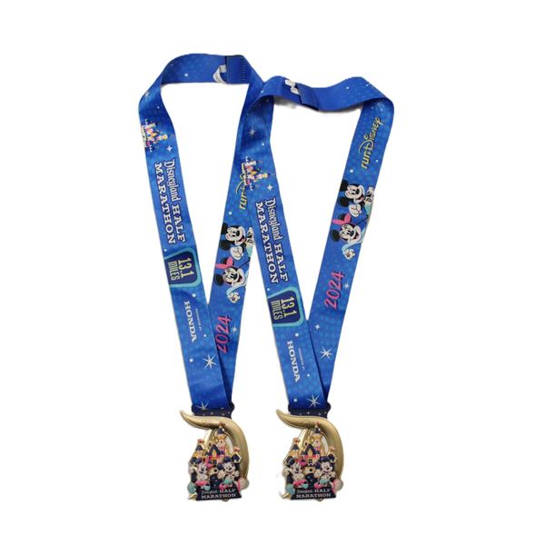 A Pair of 2024 Disneyland Half Marathon Medals.