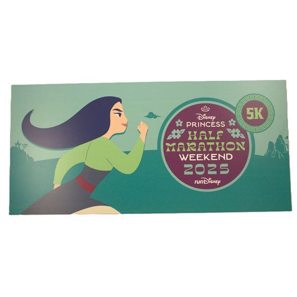 A 2025 runDisney Princess Half Marathon Weekend 5K Event Sign.