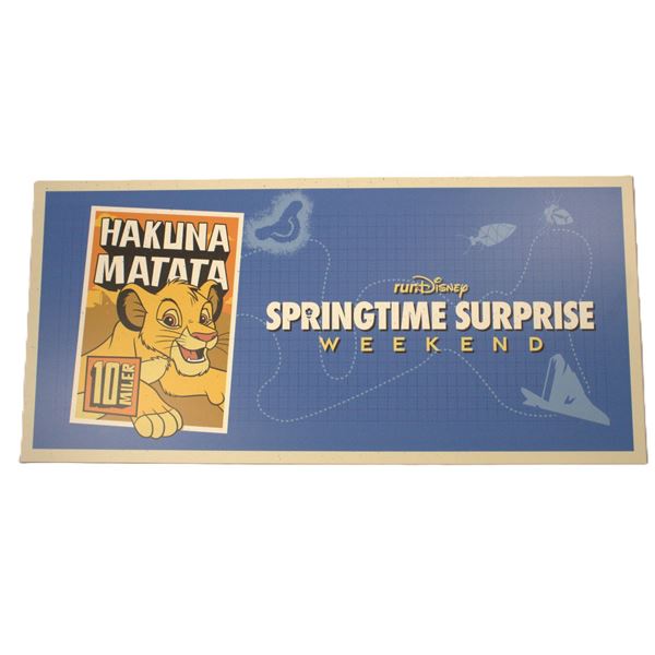 A 2024 runDisney Springtime Surprise Weekend 10 Miler Event Sign.