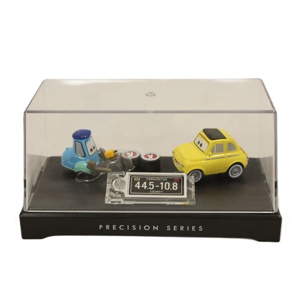 A Disney/Pixar Cars Precision Series Guido and Luigi Display.