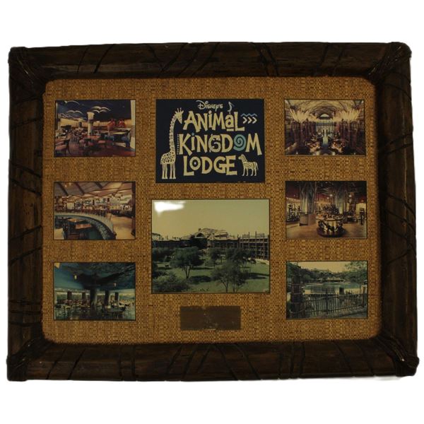 A Large Framed Animal Kingdom Lodge Construction Team Cast Member Photo Collage.