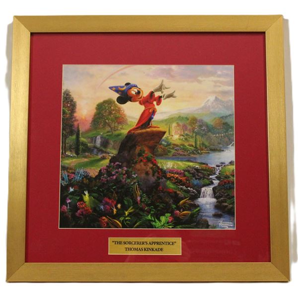 A Framed and Matted Thomas Kincaide Sorcerer's Apprentice Print.