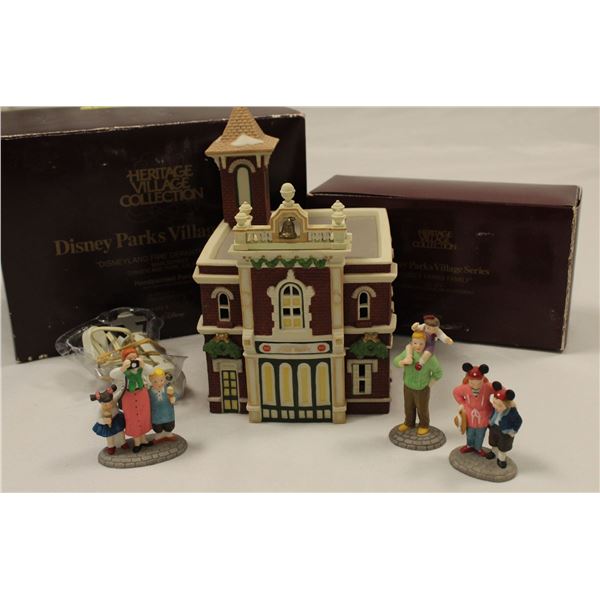 A Dept. 56 Disney Parks Village Disneyland Fire Dept. and Disney Family