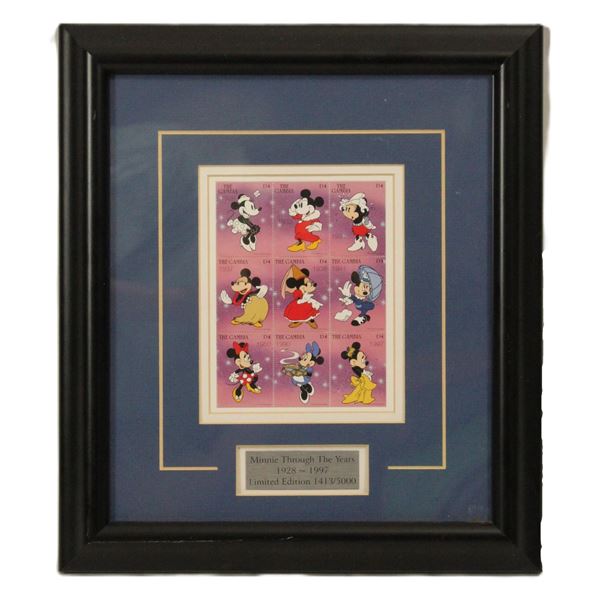 A Rare Minnie Mouse Framed Stamp Set.