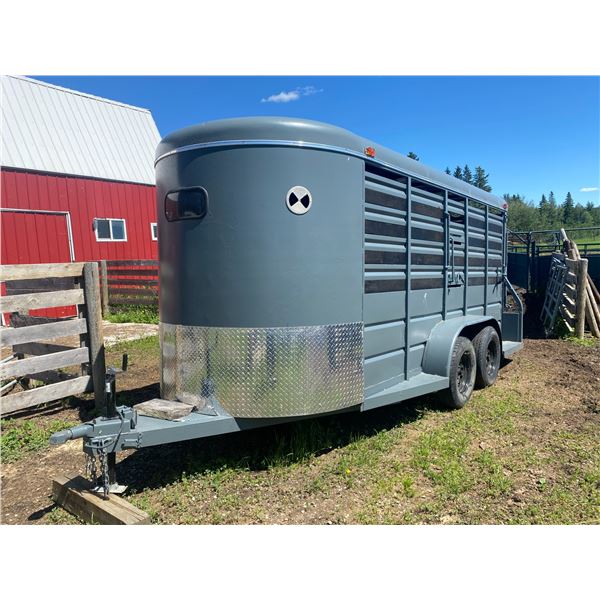 2012 Parker 16 ft. Bumper pull Stock Trailer tandem axle, Has been sand blasted & repainted, rubber