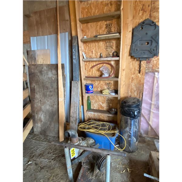 Ext cord, garbage can, old pump, chain and misc.