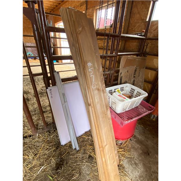 Misc. vet supplies, whiteboard & 1x6 lumber