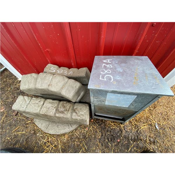 Concrete blocks & metal feeder
