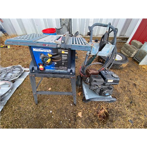 MasterCraft 10 inch table saw & gas powered pressure washer