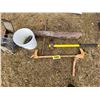 Image 1 : wire stretcher, log splitter, post driver, fence staples