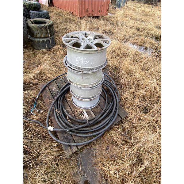 4- Mag wheels & roll of heavy wire