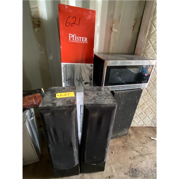 Speakers, sub woofer, shower head & microwave