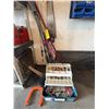 Image 1 : Tackle box, fishing rods, axe, horse shoe
