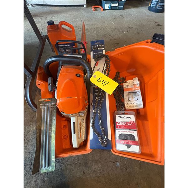 Stihl MS311 chain saw c/w various chains, files,