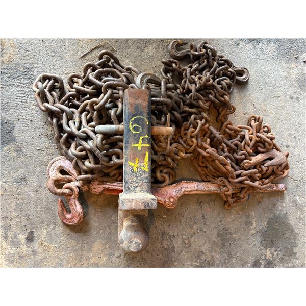 Trailer hitch, chain boomers & various chain
