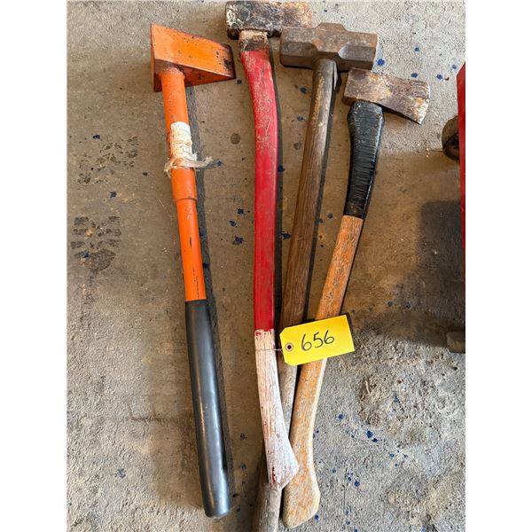 2- Axes, wood splitter & sledge hammer