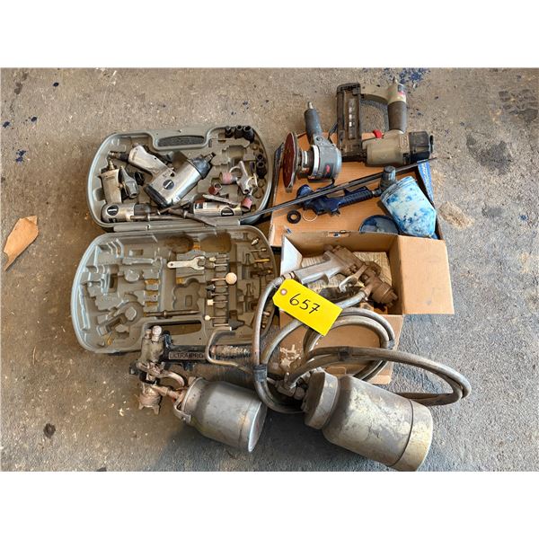 3- Air spray, air stapler, sander, 3/8 air gun & air chipper