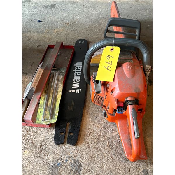 Husqvarna 345 chain saw c/w Waratah bar & files