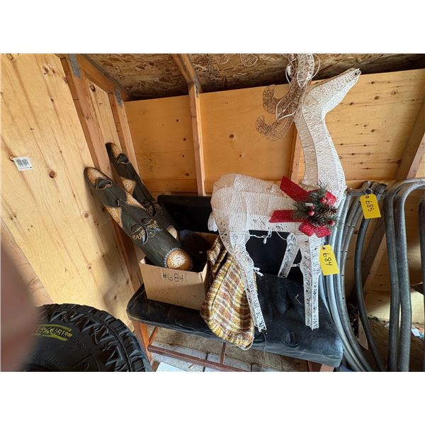 Christmas deer, 2- African masks, double leatherette chair