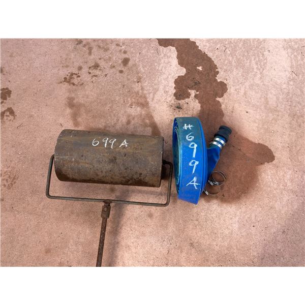 Small steel roller & blue water hose