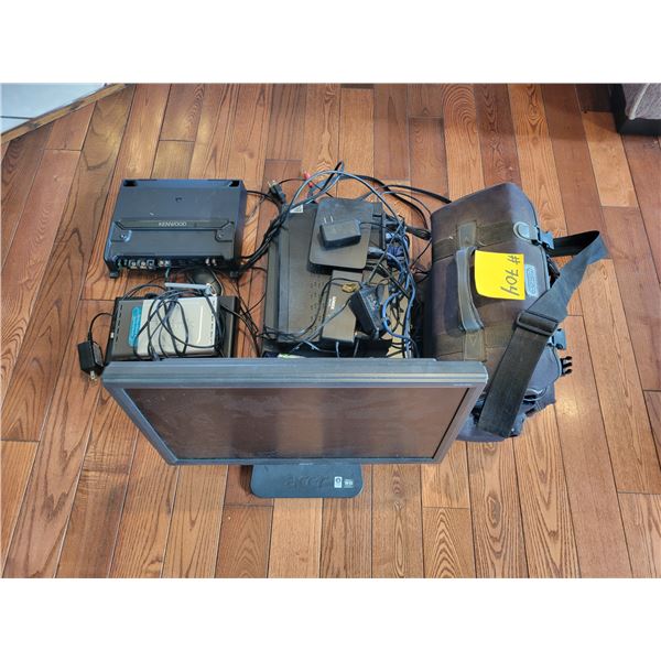 (In house) VHS camcorder, small monitor, routers and various electrical