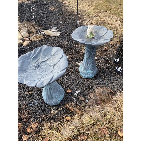 2- Bird baths, solar lights & weather vane