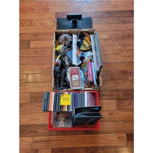 Qty of DVDs, CDs, TV stand, elec., wool & misc.