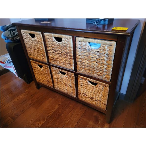 Storage unit c/w 6- wicker drawers