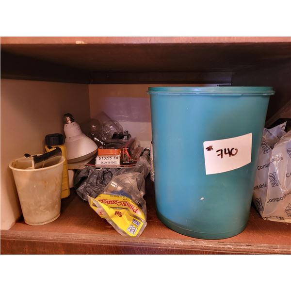 Casserole dishes, corningware dishes, roast pan, metal basket and misc.