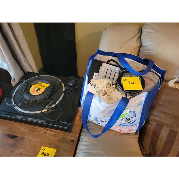 Sherwood belt drive semi auto turntable PD-602 & bag of misc.