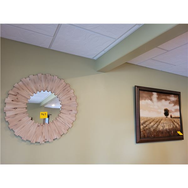 Decorative mirror and framed picture