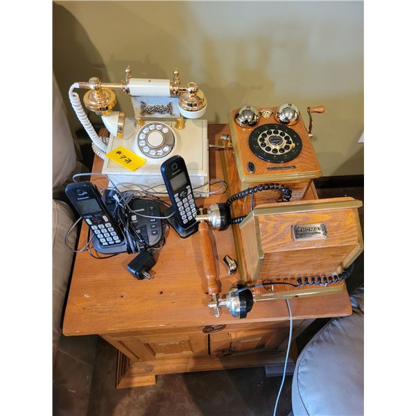 2- Vintage phones (some damage) & 2- cordless phones