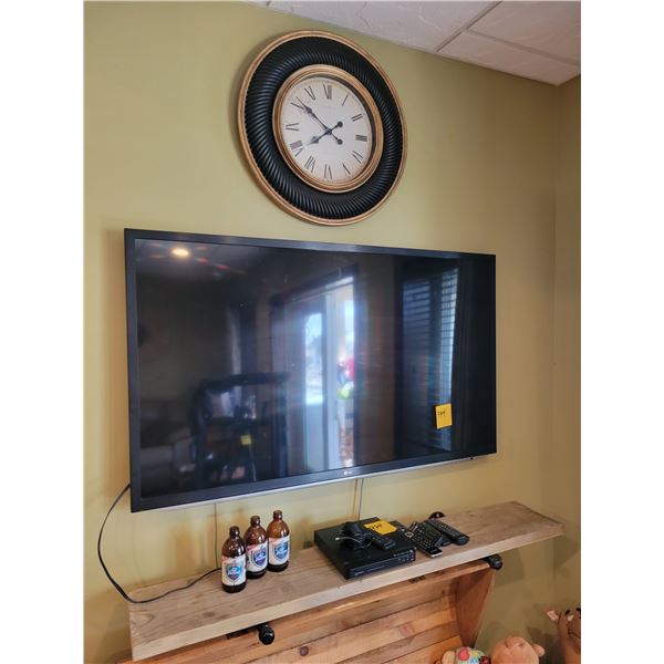 TV, clock, 3- Old Vienna bottles, DVD player & remotes