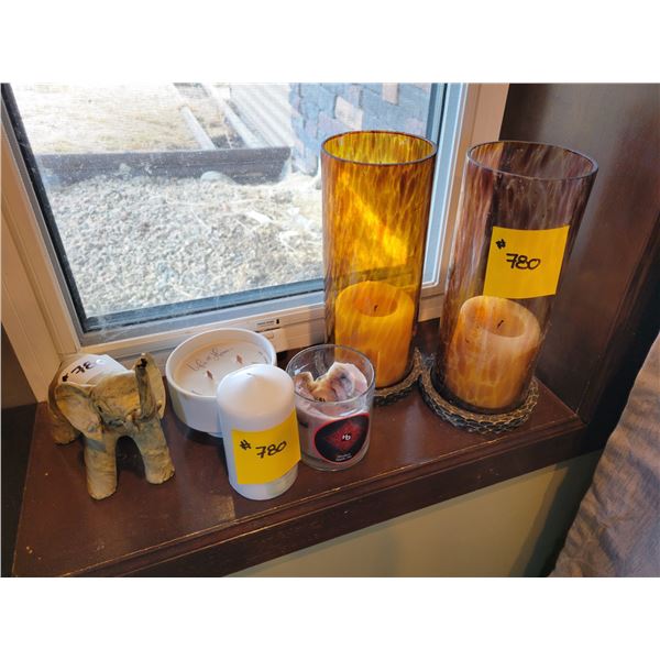 2- Various candles & elephant ornament
