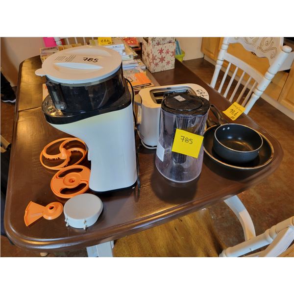 Baby Brezza formula maker, water pitcher, toaster, pan, pot & misc.