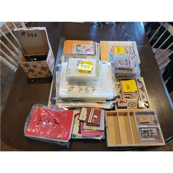 Qty of kids crafting items, stamps, paper, stickers etc.