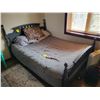 Image 1 : Approx. double sized bed c/w frame, head board, footboard & box frame (in second room)