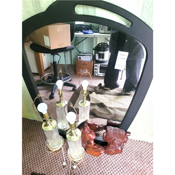 Mirror, Crystal Lamps & More B
