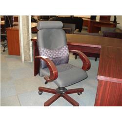 Mahogany Framed Charcoal Cloth Gaslift Chair