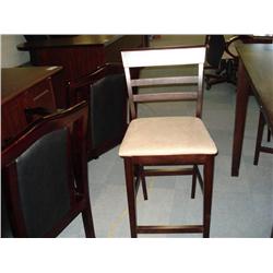 Brown Framed Beige Cloth Bar Stools